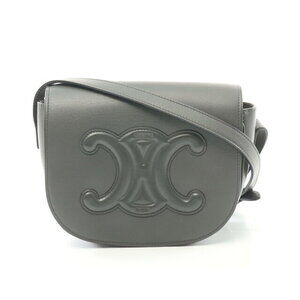 Celine Folco Cuir Triomphe Shoulder Bag Leather Gray